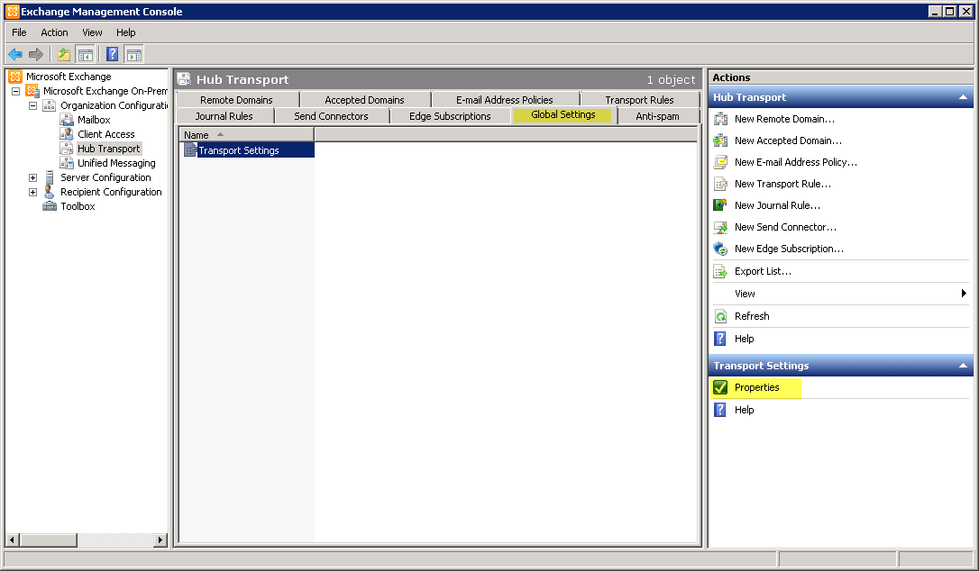 Exchange 2007/2010 Global Settings - click for full size