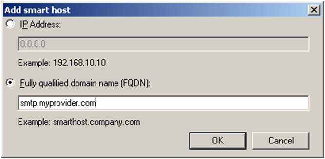 Exchange 2010 smarthost - click for full size