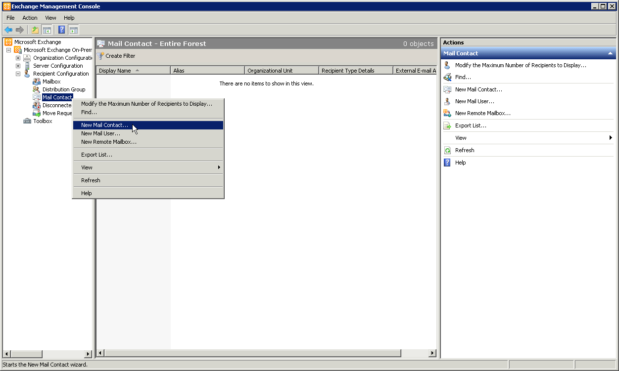 Screenshot: Creating a new contact - click for full size