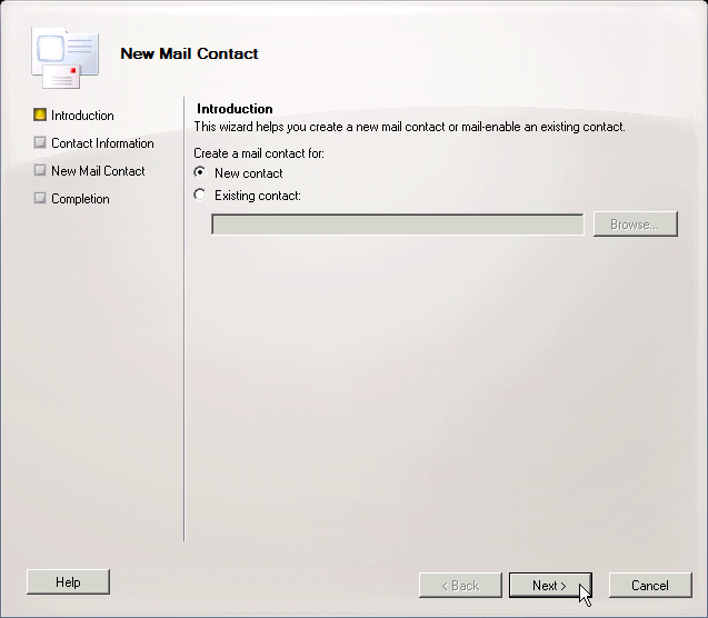 Screenshot: Creating a new contact - click for full size